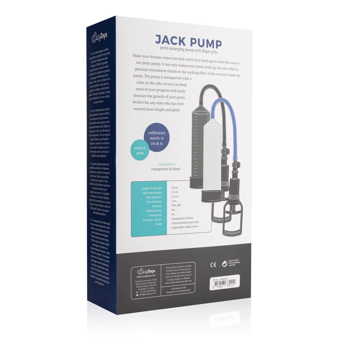 Waterproof penispomp met grippomp geschikt voor waterbasis glijmiddel