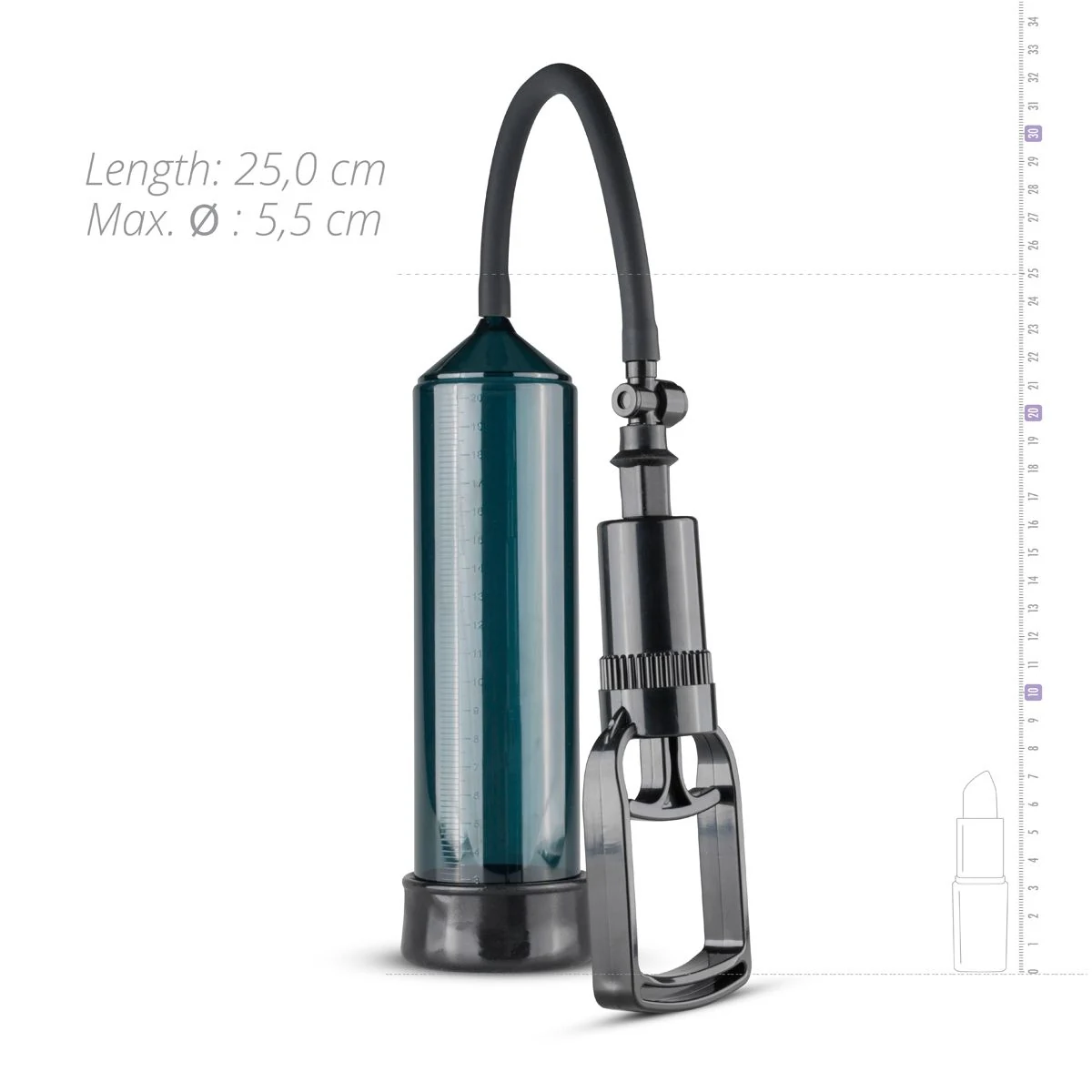 Penispomp met grippomp van ABS en TPE, kleur zwart