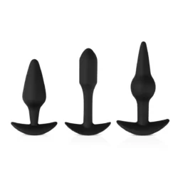 Pleasure Kit buttplug set met 3 zwarte siliconen buttplugs