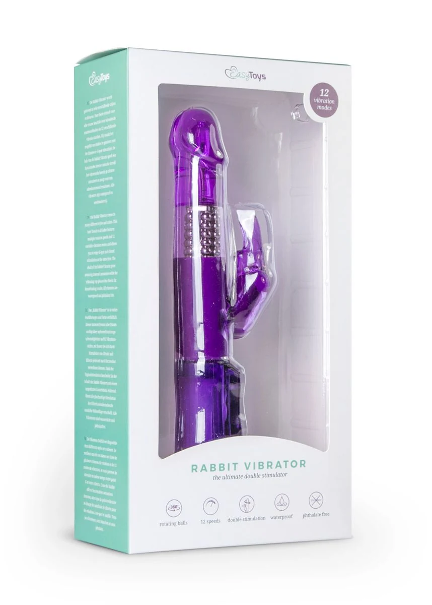 Rabbit Vibrator - Paars met roterende hals en rabbit-oortjes