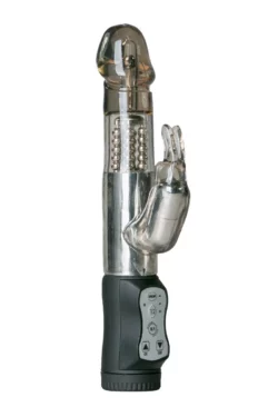 Rabbit vibrator zwart van Easytoys Vibe Collection, klassiek model met kralen in de schacht