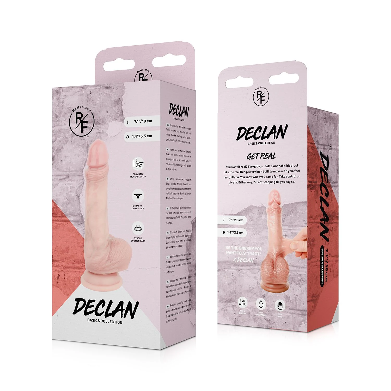 Realistische dildo met beweegbare voorhuid, balzak en beige kleur