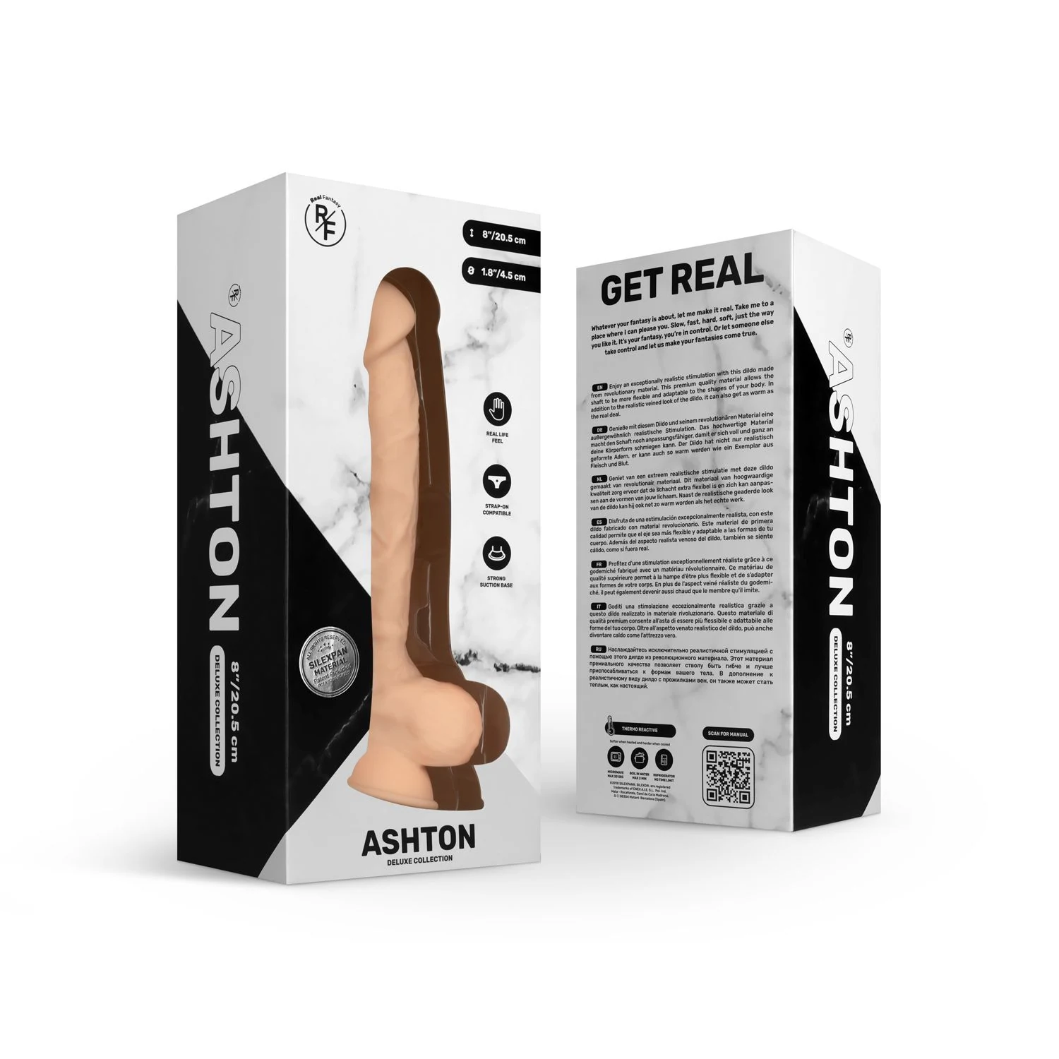Beige Real Fantasy Ashton dildo met geaderde schacht en realistische eikel