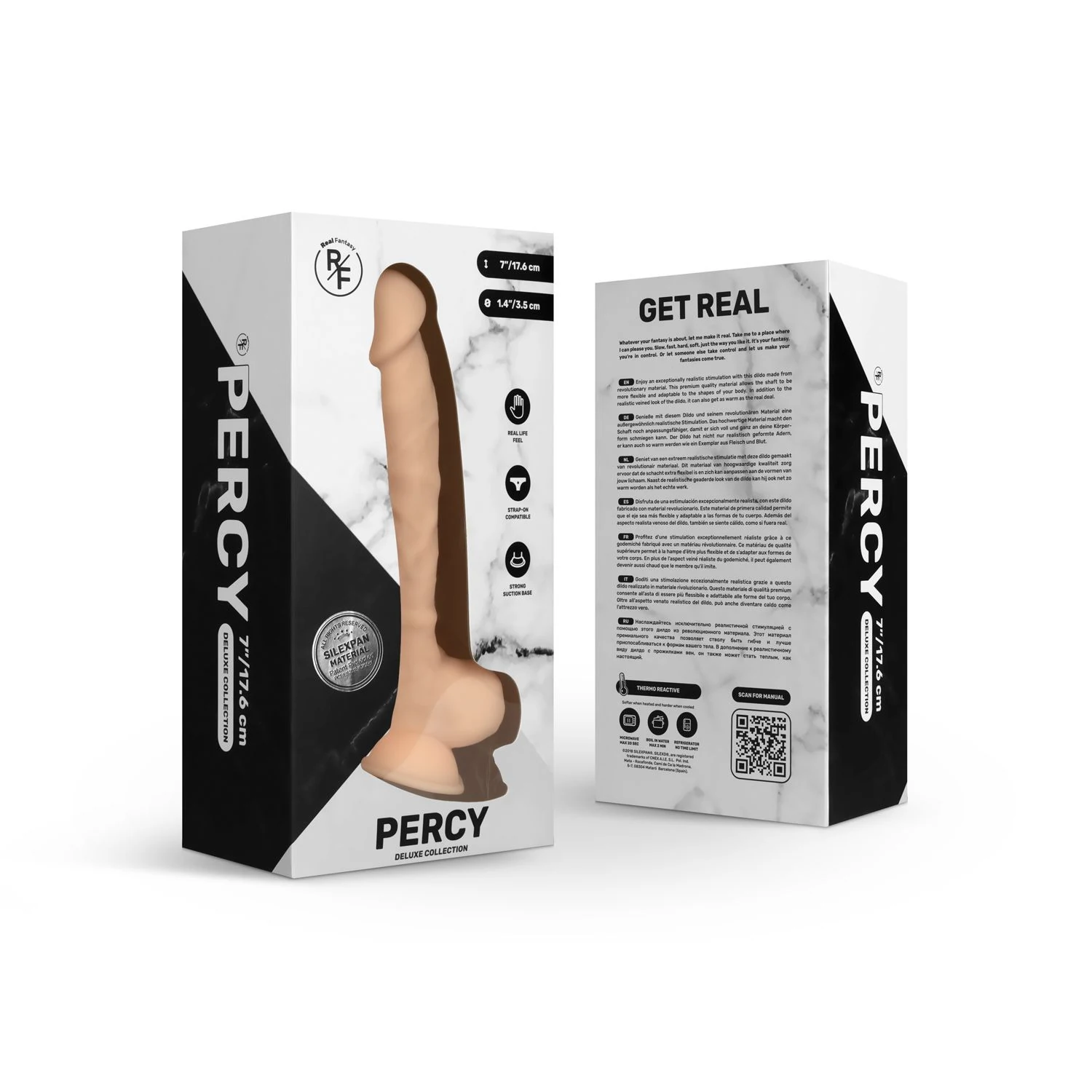 Percy dildo met siliconen buitenlaag en Silexpan kern