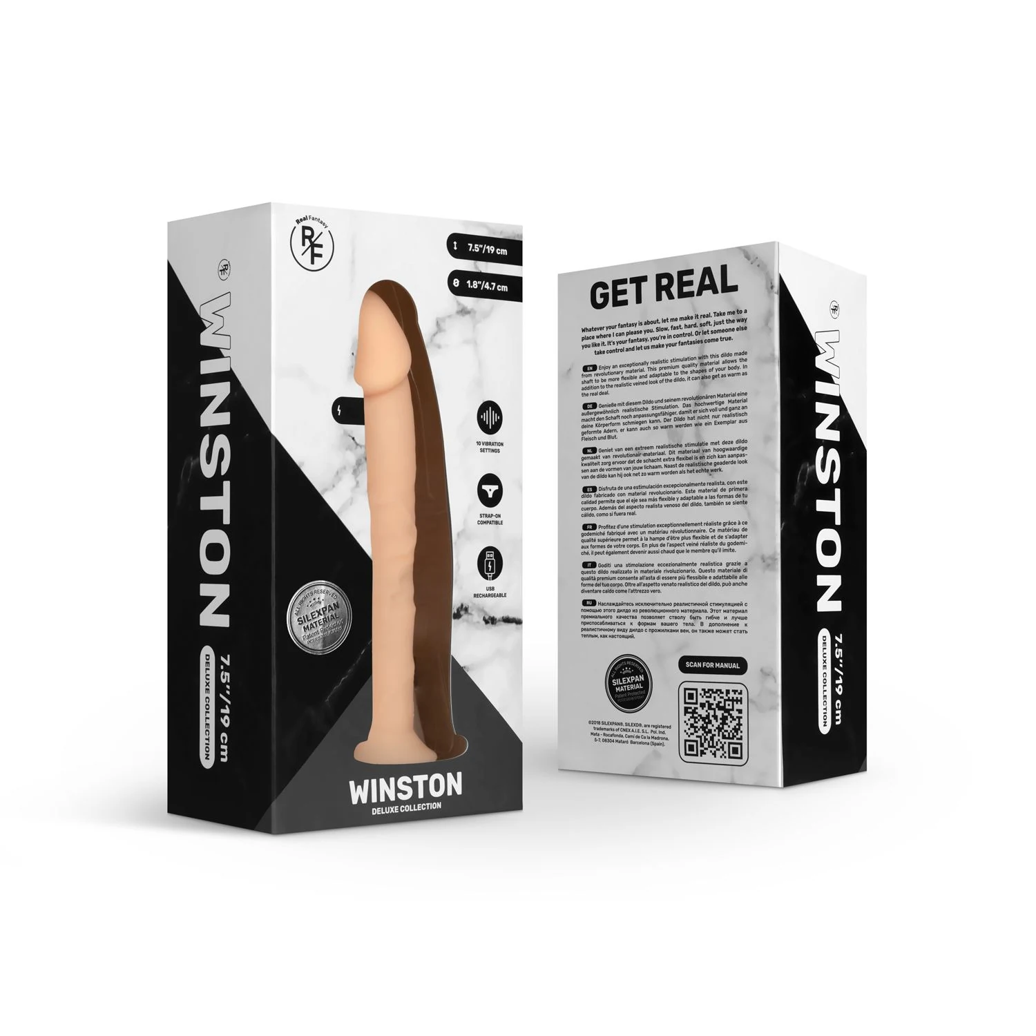 Vibrerende realistische dildo van Real Fantasy met 10 vibratiestanden