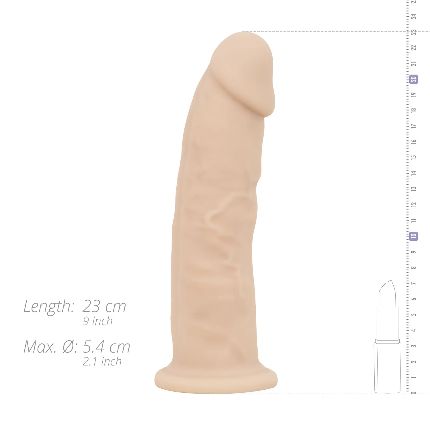 Beige realistische dildo 23 cm geschikt voor strap-on harnas