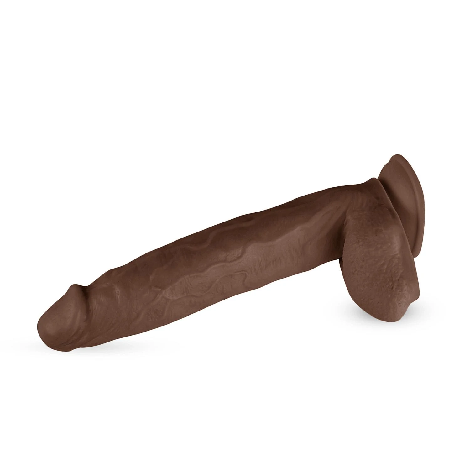 Bruine Real Fantasy Travis dildo, flexibel en geschikt voor strap-on harnas