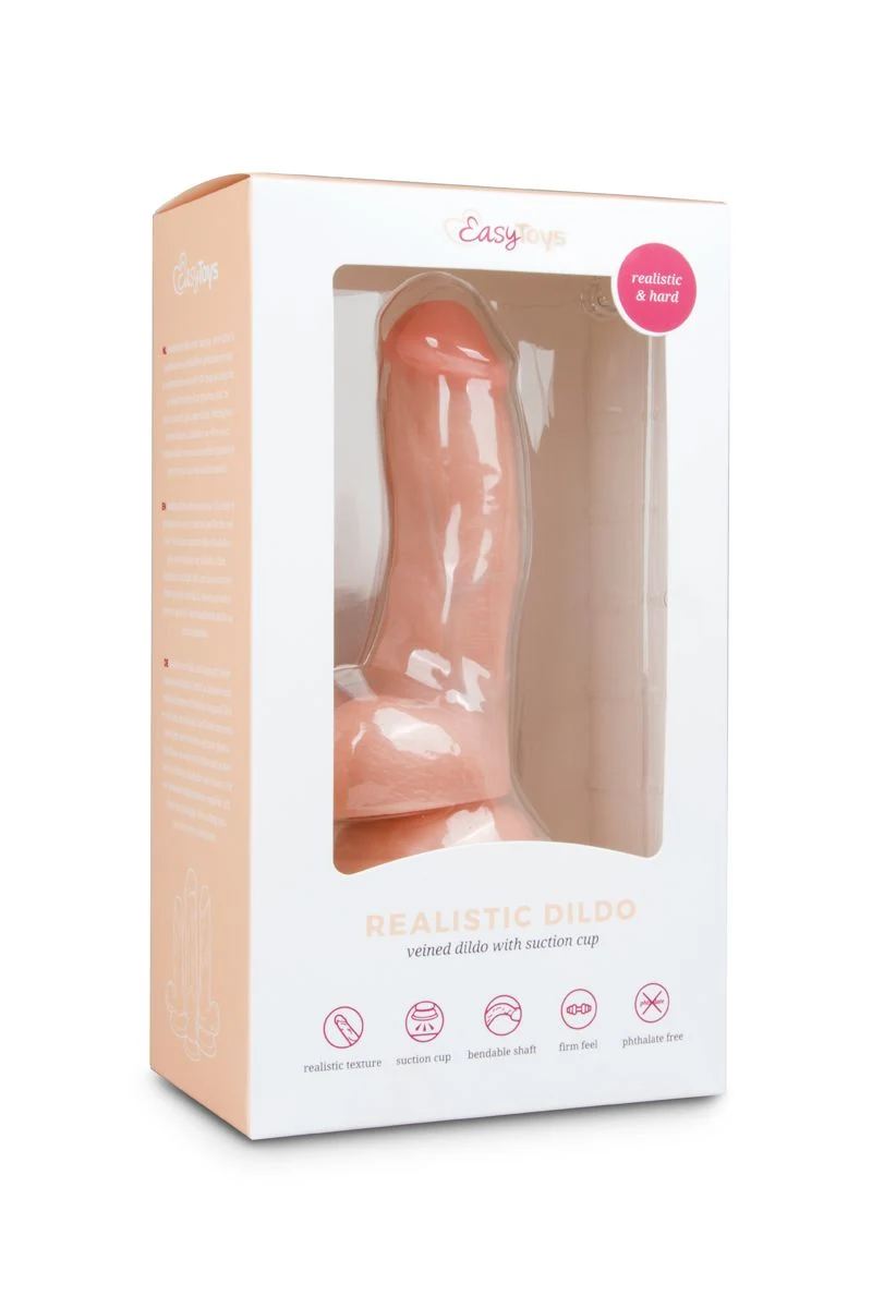 Beige realistische dildo 15 cm met aders over de schacht