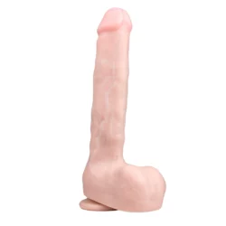 Realistische dildo met balzak van 29,5 cm in beige met zuignap