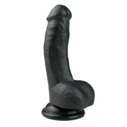 Realistische dildo met balzak en zuignap, zwart, 15 cm