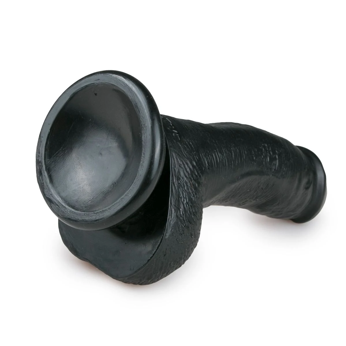 Flexibele zwarte dildo met zuignap, geschikt voor strap-on