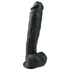Realistische dildo met balzak en zuignap van EasyToys, zwart, 26,5 cm