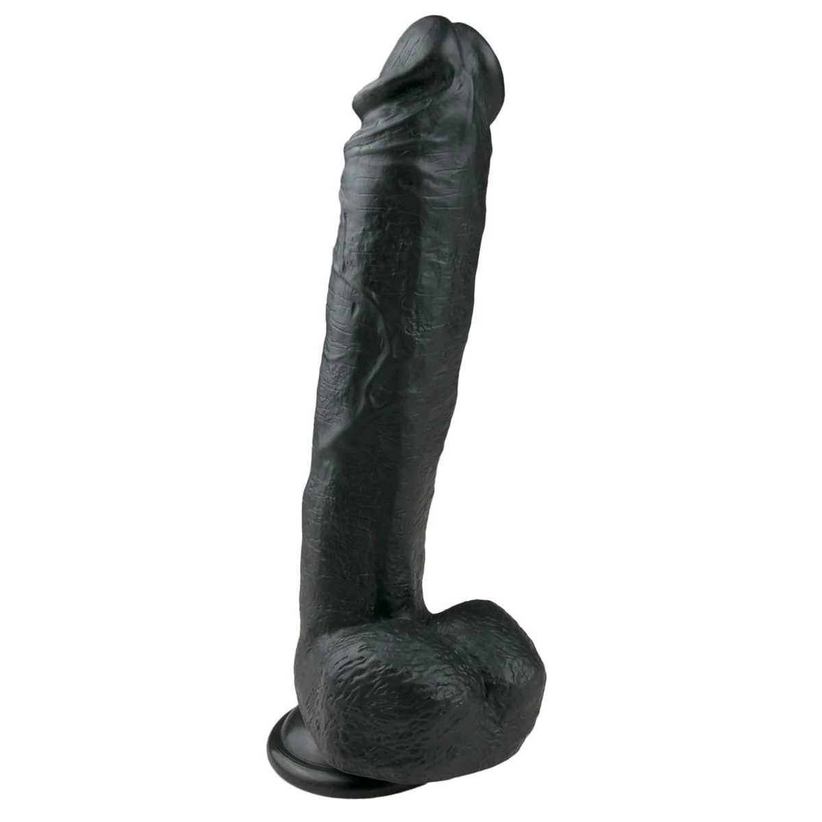 Realistische dildo met balzak en zuignap van EasyToys, zwart, 26,5 cm