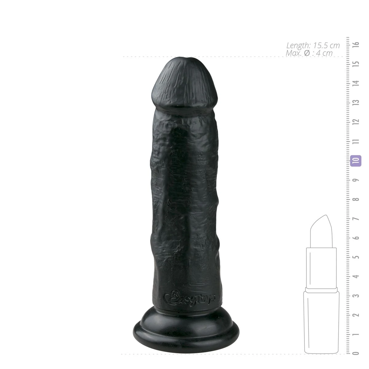 Flexibele zwarte dildo van 155 mm met zuignap