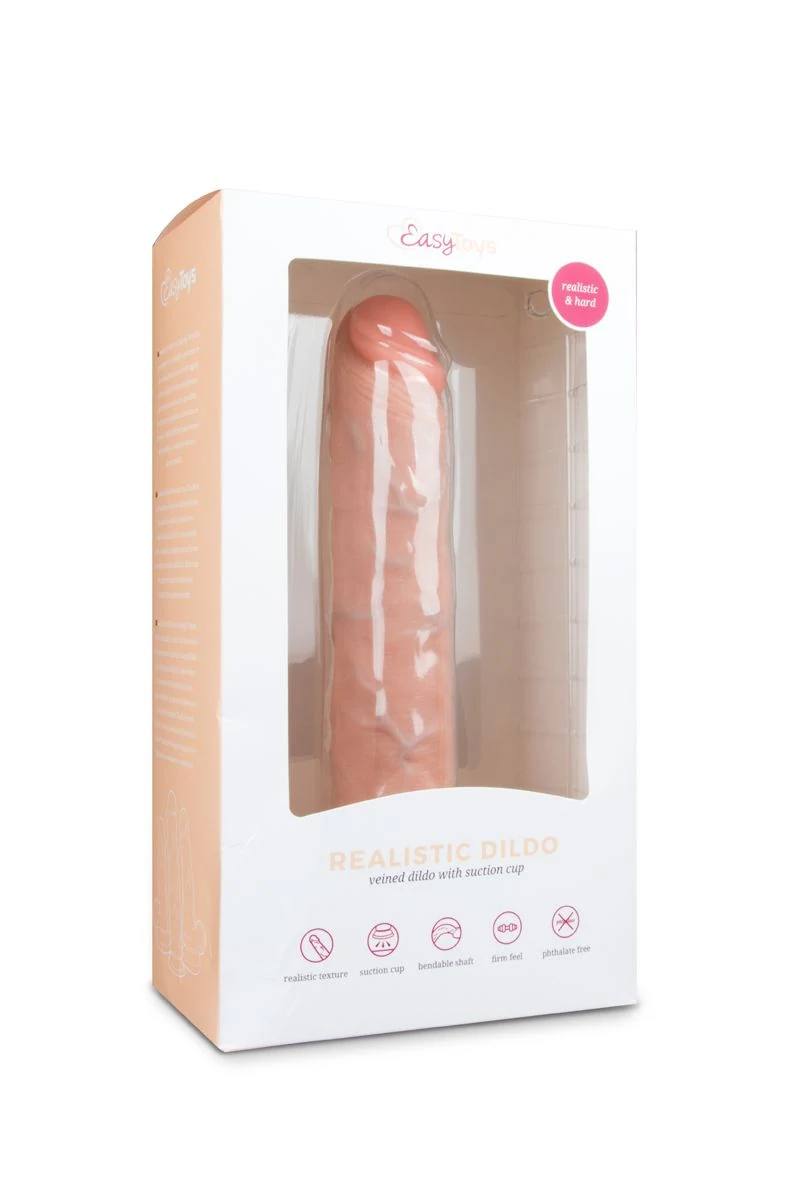 EasyToys realistische dildo met zuignap, recht model en geaderde schacht
