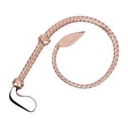 Rosy Gold Bull Whip gevlochten met roségouden afwerking voor BDSM impact play