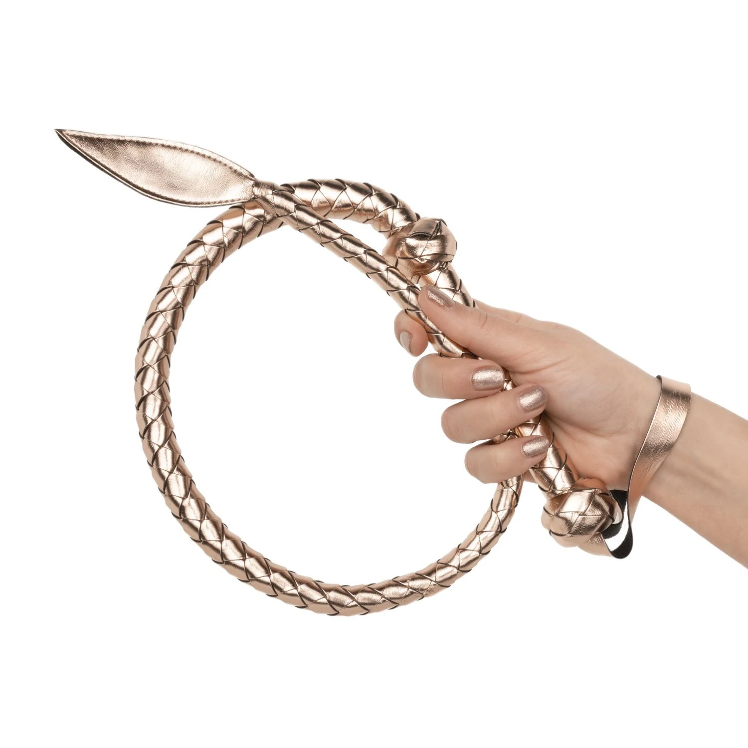 Rosy Gold Bull Whip met luxe gevlochten ontwerp en comfortabele grip