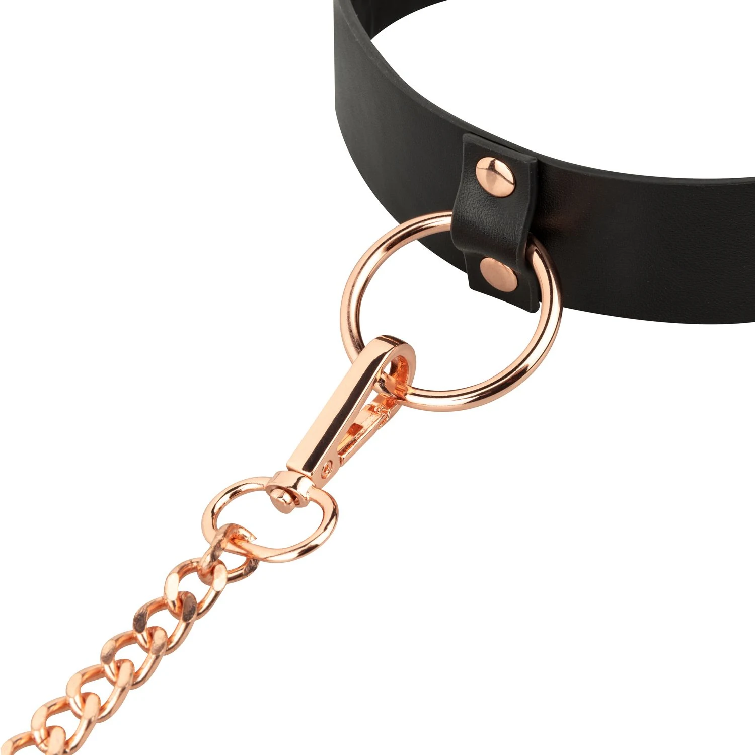 Rosy Gold halsband en riem in zwart en goud, leash afneembaar