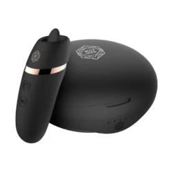 Rosy Gold licking stimulator zwart met luxe oplaadcase