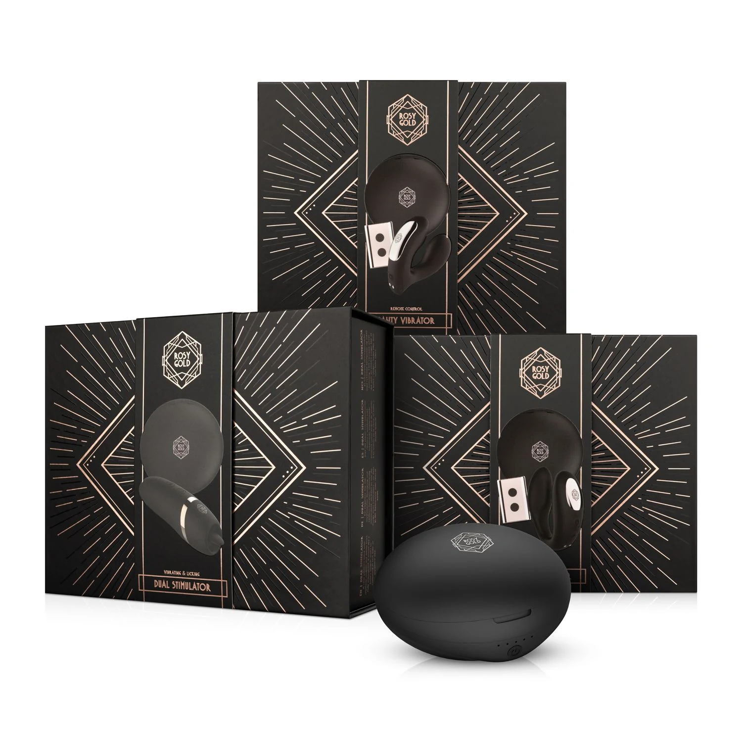 Rosy Gold licking stimulator met luxe oplaadcase en spiegel