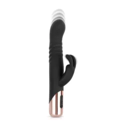 Rosy Gold Rabbit Vibrator met stootfunctie in zwart en roségoud