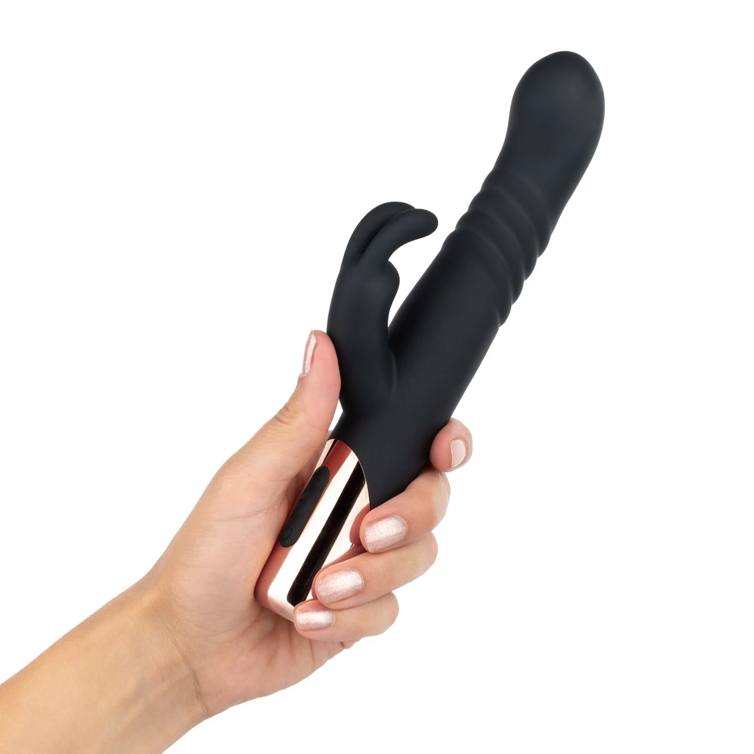 Rosy Gold Rabbit Vibrator zwart met 10 vibratie- en stootstanden