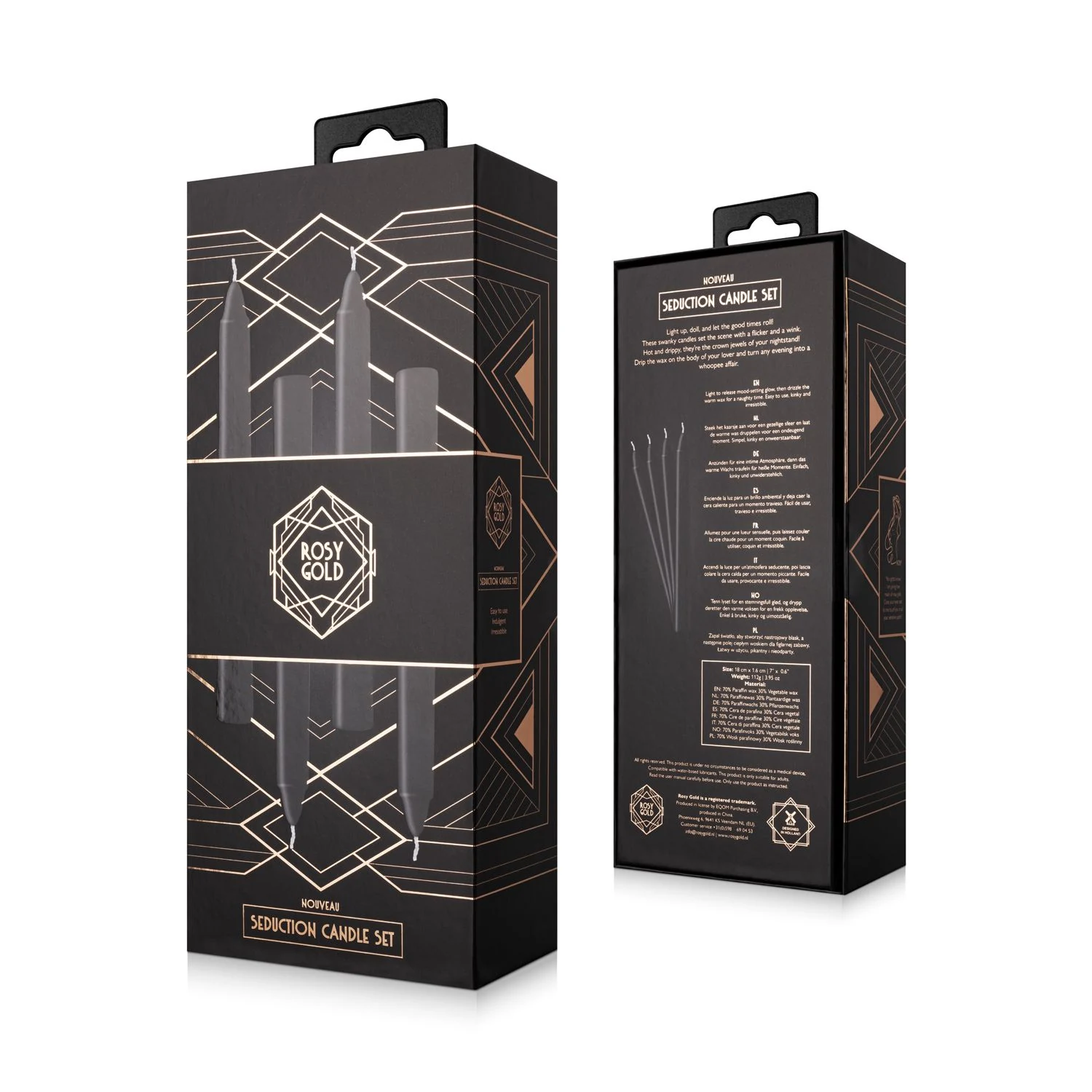 Rosy Gold Seduction Candle Set voor sensueel spel met kaarsvet