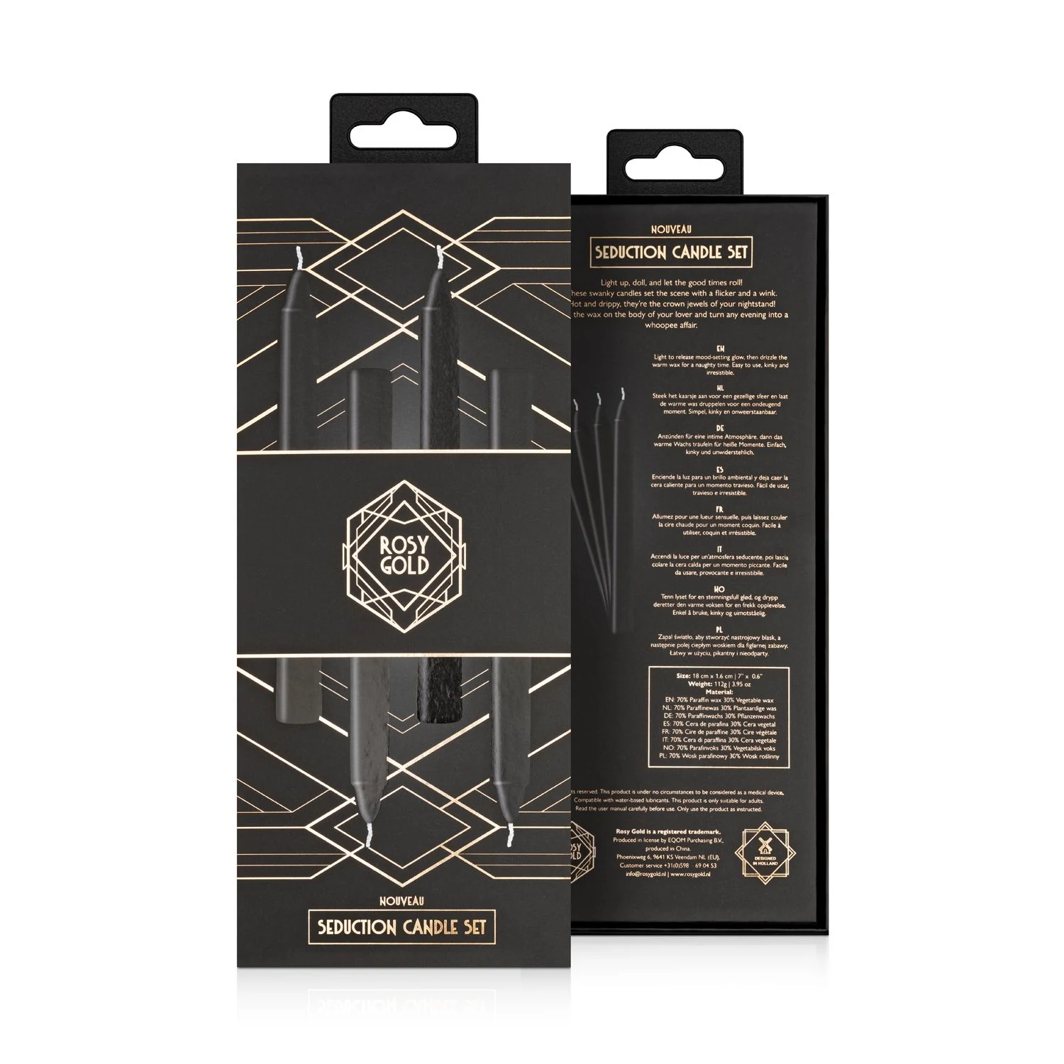 Rosy Gold Seduction Candle Set zwart, huidveilige mix