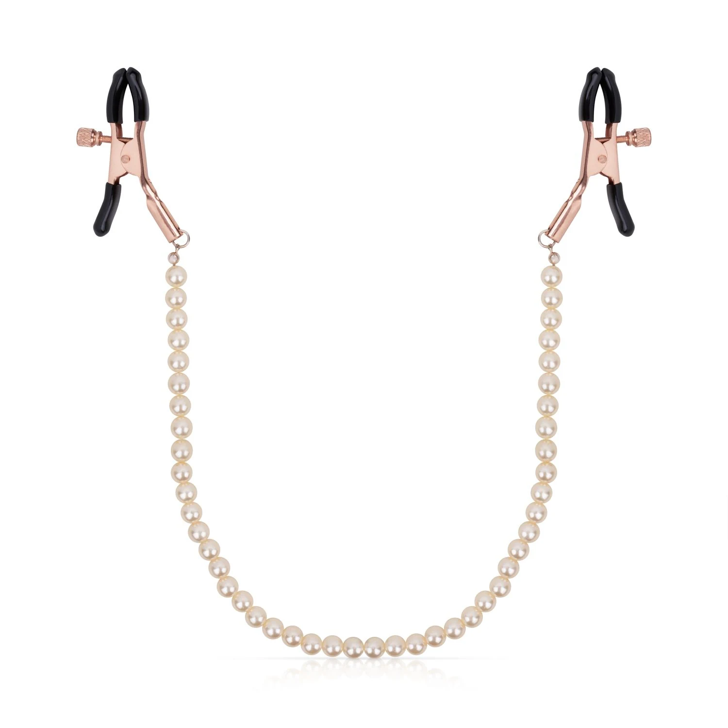 Rosy Gold tepelklemmen met parelketting en verstelbaar design in roségoud