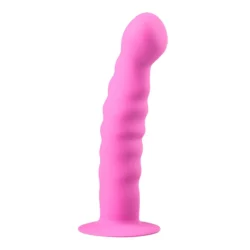 Roze siliconen dildo met zuignap van 14 cm