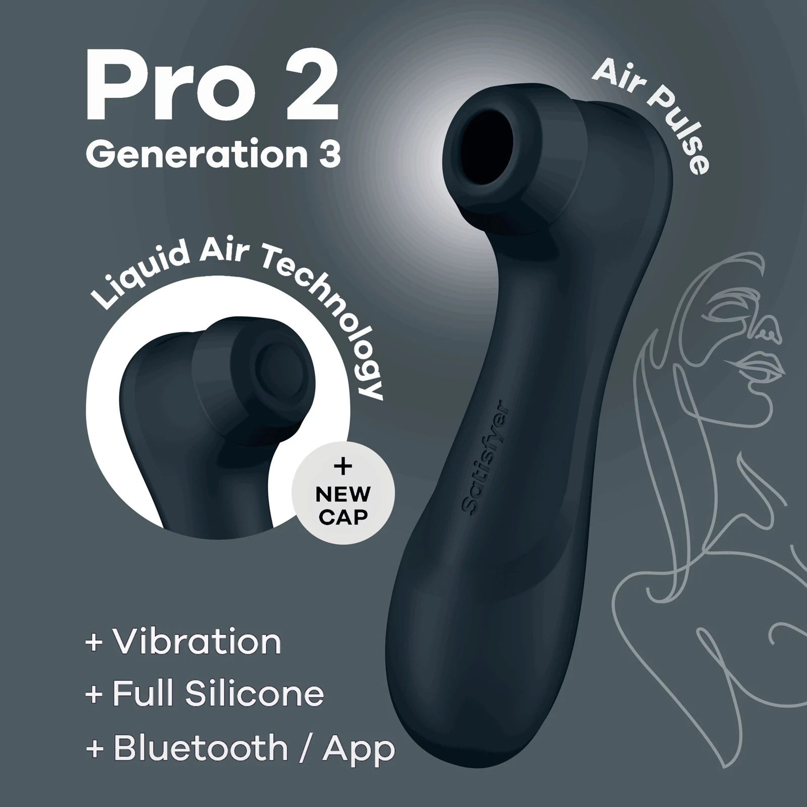 Zwarte Satisfyer Pro 2 Generation 3 met 12 luchtdrukstanden