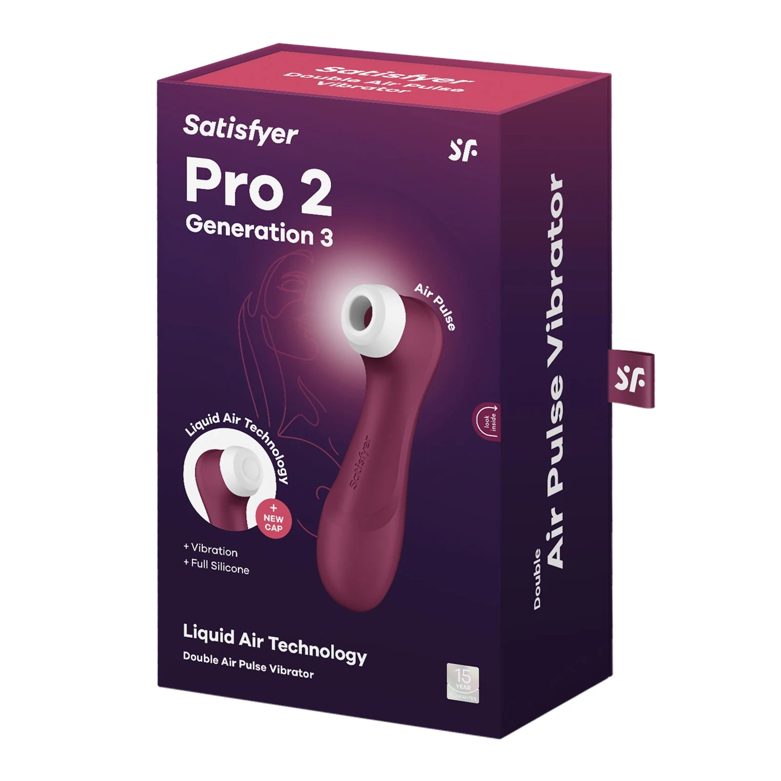 Wijnrode Satisfyer Pro 2 Generation 3 van siliconen met Soft Touch Feel