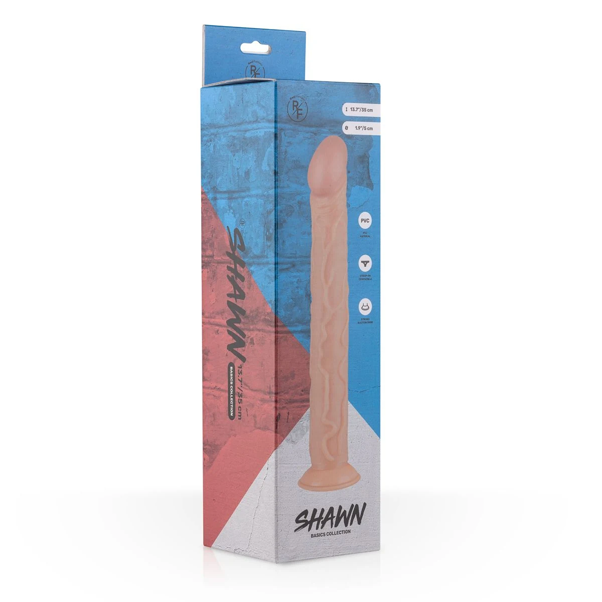 Shawn 35 cm dildo met zacht en flexibel materiaal in beige kleur