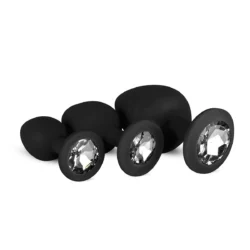 Siliconen buttplug set zwart met diamant van Easytoys Anal Collection