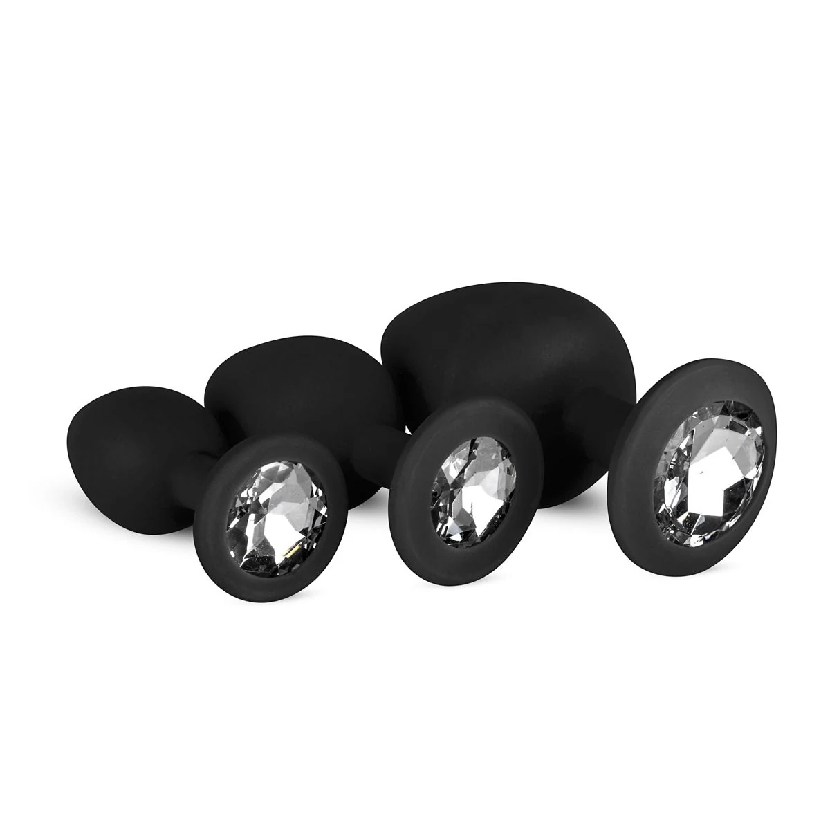 Siliconen buttplug set zwart met diamant van Easytoys Anal Collection