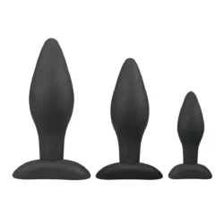 Siliconen buttplugset zwart van Easytoys Anal Collection, set van 3