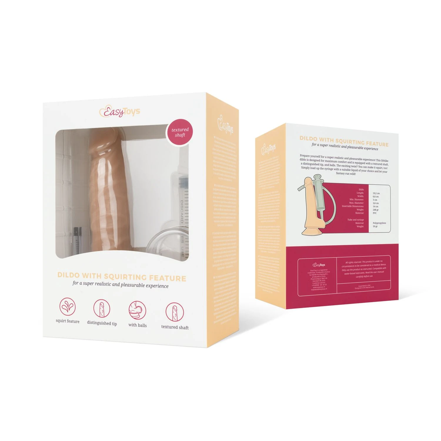 Squirting dildo met spuit met realistisch ontwerp en levendige uitstraling