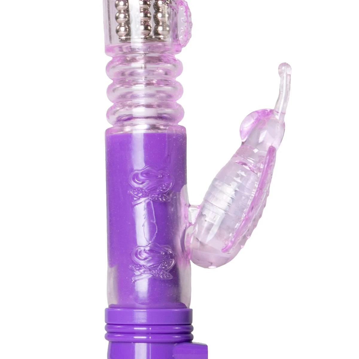 Paarse tarzan vibrator met butterfly clitoris stimulator