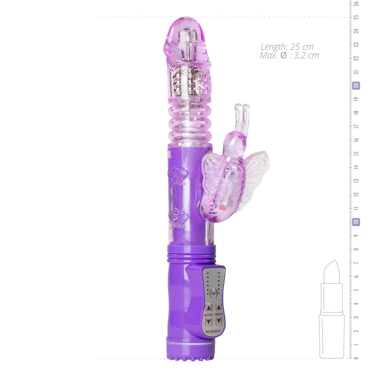 Paarse Easytoys butterfly vibrator van TPE, lengte 250 mm