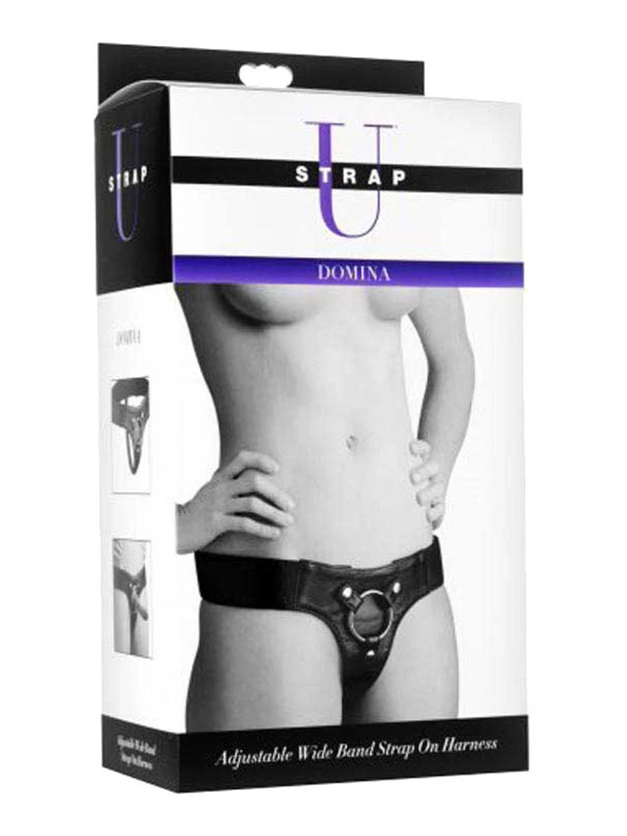 Strap U zwart leren strap-on harnas exclusief dildo