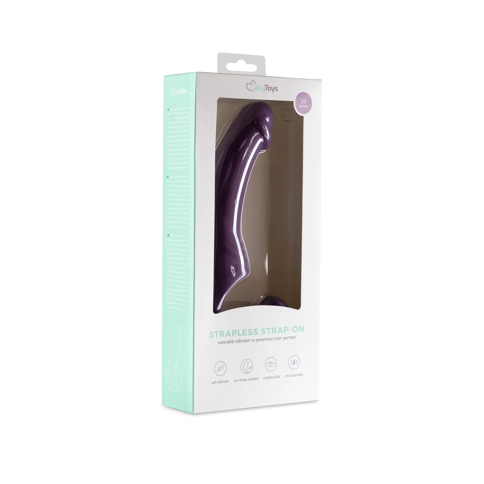 Easytoys Vibe Collection strapless strap-on vibrator paars, oplaadbaar via USB