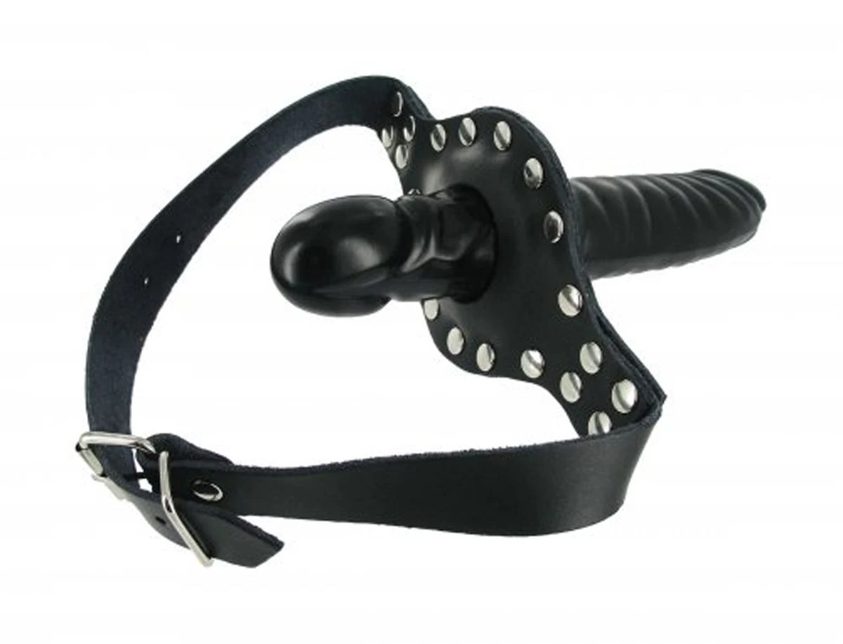 Ball gag met ingebouwde dildo mondstuk met riem en verstelbare gespen
