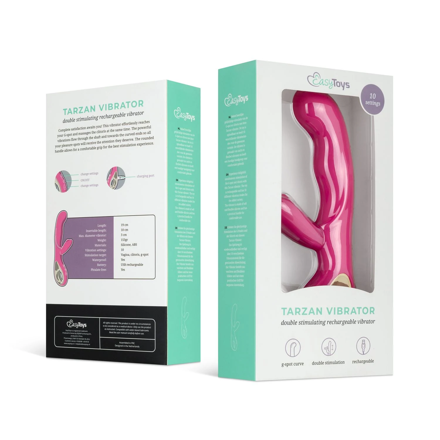 Roze tarzan vibrator voor G-spot en clitoris stimulatie