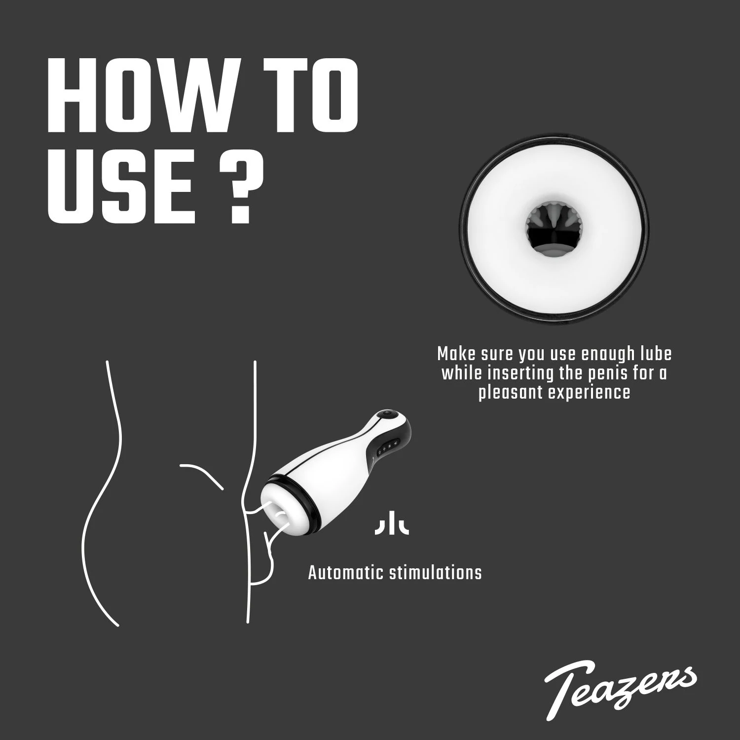 Teazers automatische masturbator met 10 vibratiestanden en sterke zuigkracht