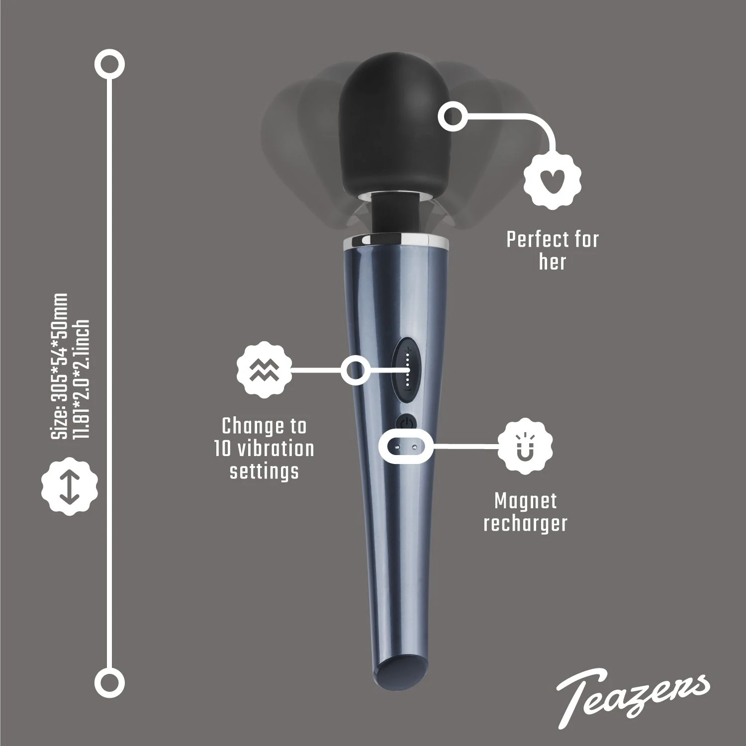 Zwarte wand vibrator met variabele vibratiestanden
