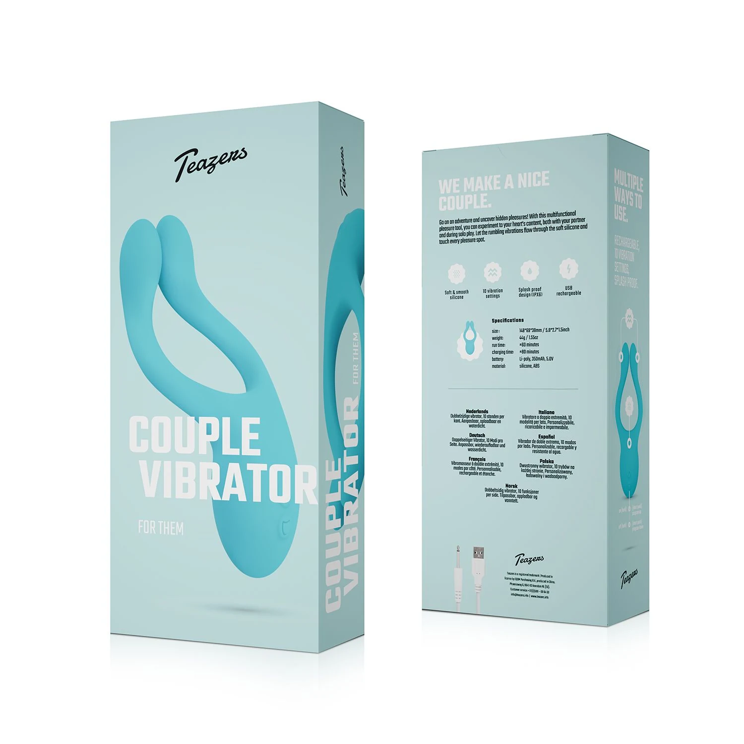 Teazers Dani Koppel Toy blauw, waterproof en USB-oplaadbaar