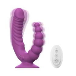 Teazers dubbele vibrator met zuignap en afstandsbediening in paars
