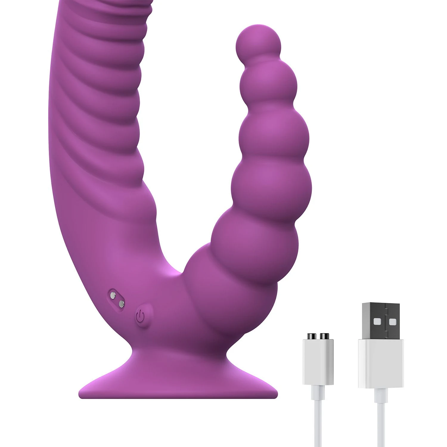 Dubbele vibrator met zuignap, invoerdiepte 142 mm en diameter 34 tot 40 mm