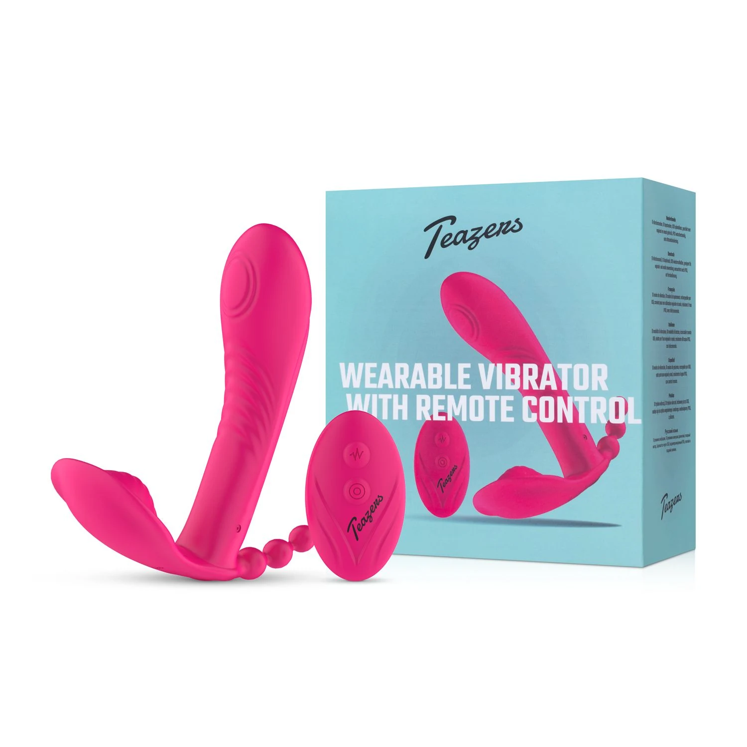 Roze draagbare vibrator met afstandsbediening van Teazers met 20 standen