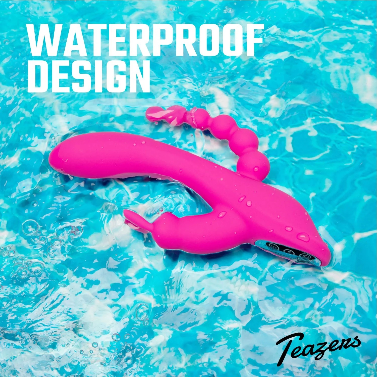 Teazers dubbele rabbit vibrator roze voor clitoris, G-spot en anus